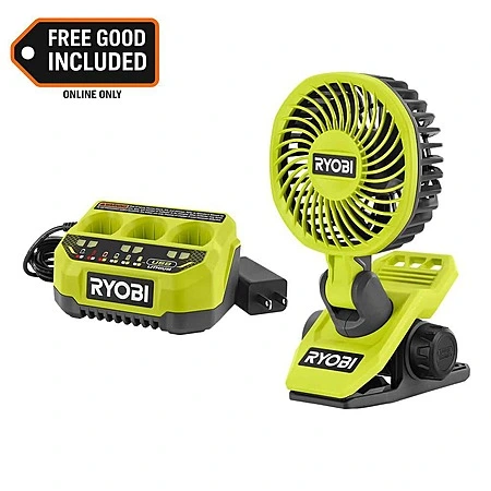 RYOBI USB锂三口充电器 无线夹式风扇