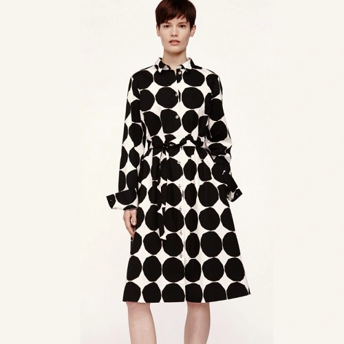 2019年新款！Marimekko 真丝黑白 Kivet 连衣裙 剩大码