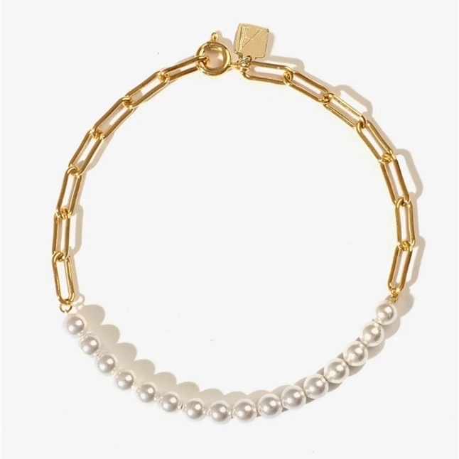 Adornmonde 珍珠金链手链