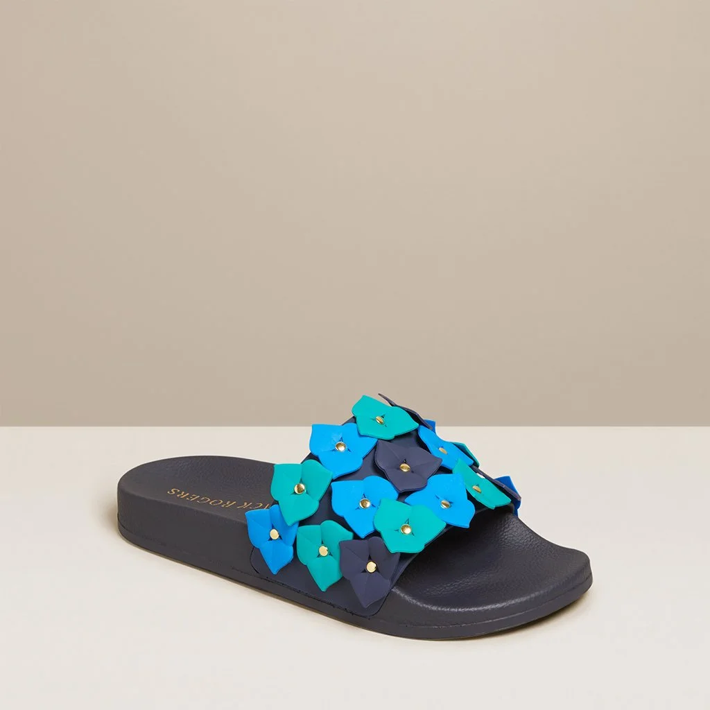 Jack Rogers 蓝色手工花 一字拖
