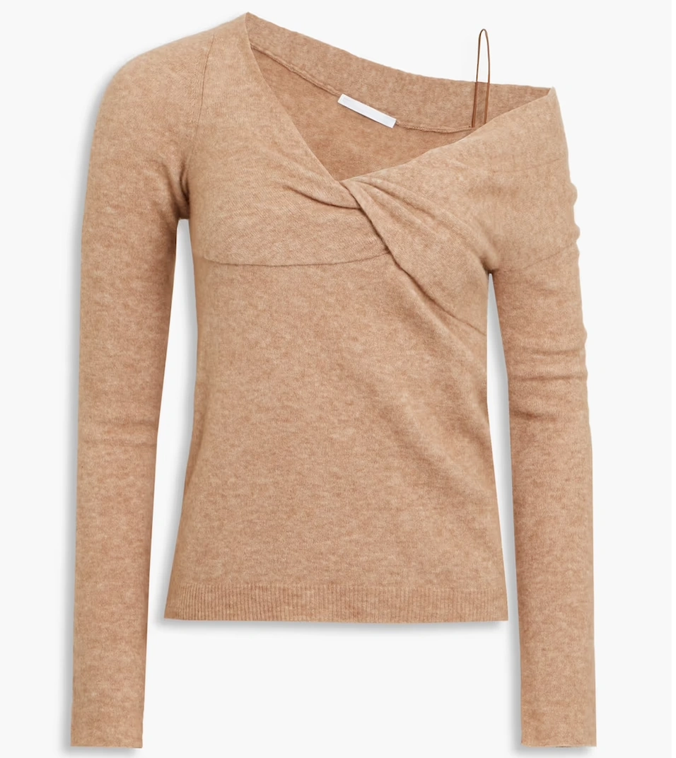 虞书欣同款！Helmut Lang 奶茶色扭结针织衫