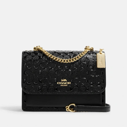 热卖！Coach 蔻驰 Klare Crossbody 黑色浮雕链条包
