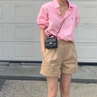 LAUREN RALPH LAUREN 拉夫劳伦 亚麻衬衫 粉色