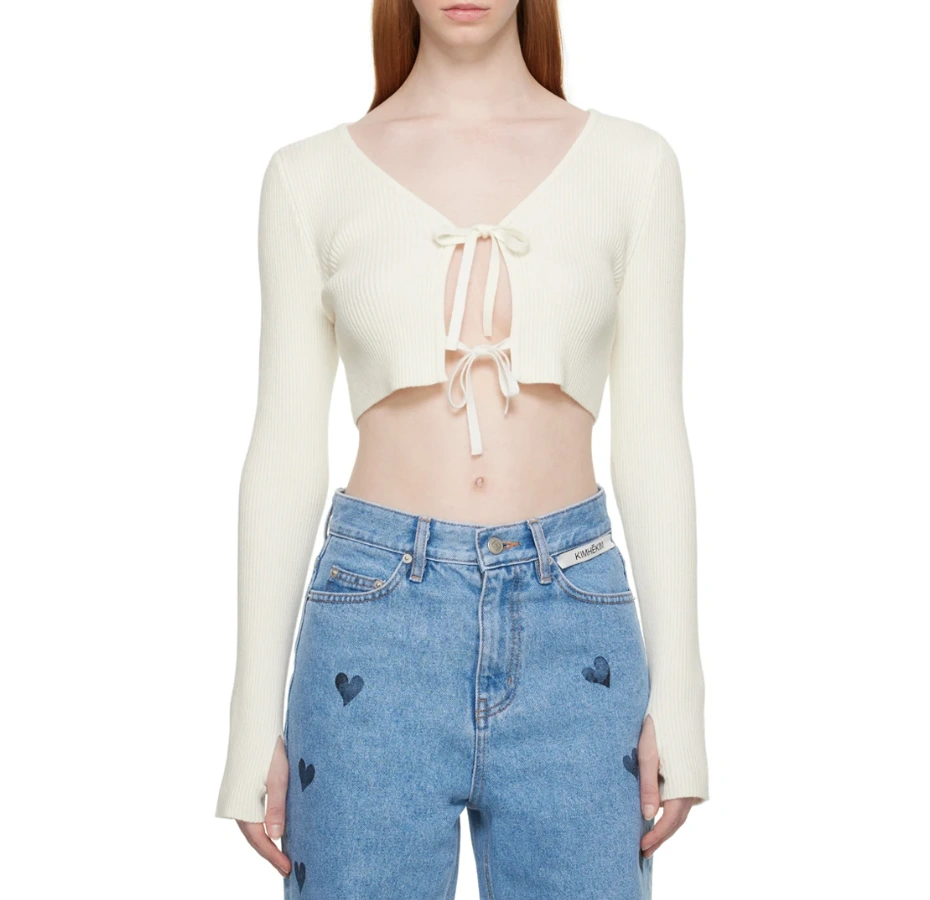 Lisa同款！Kimhekim 白色系带小开衫