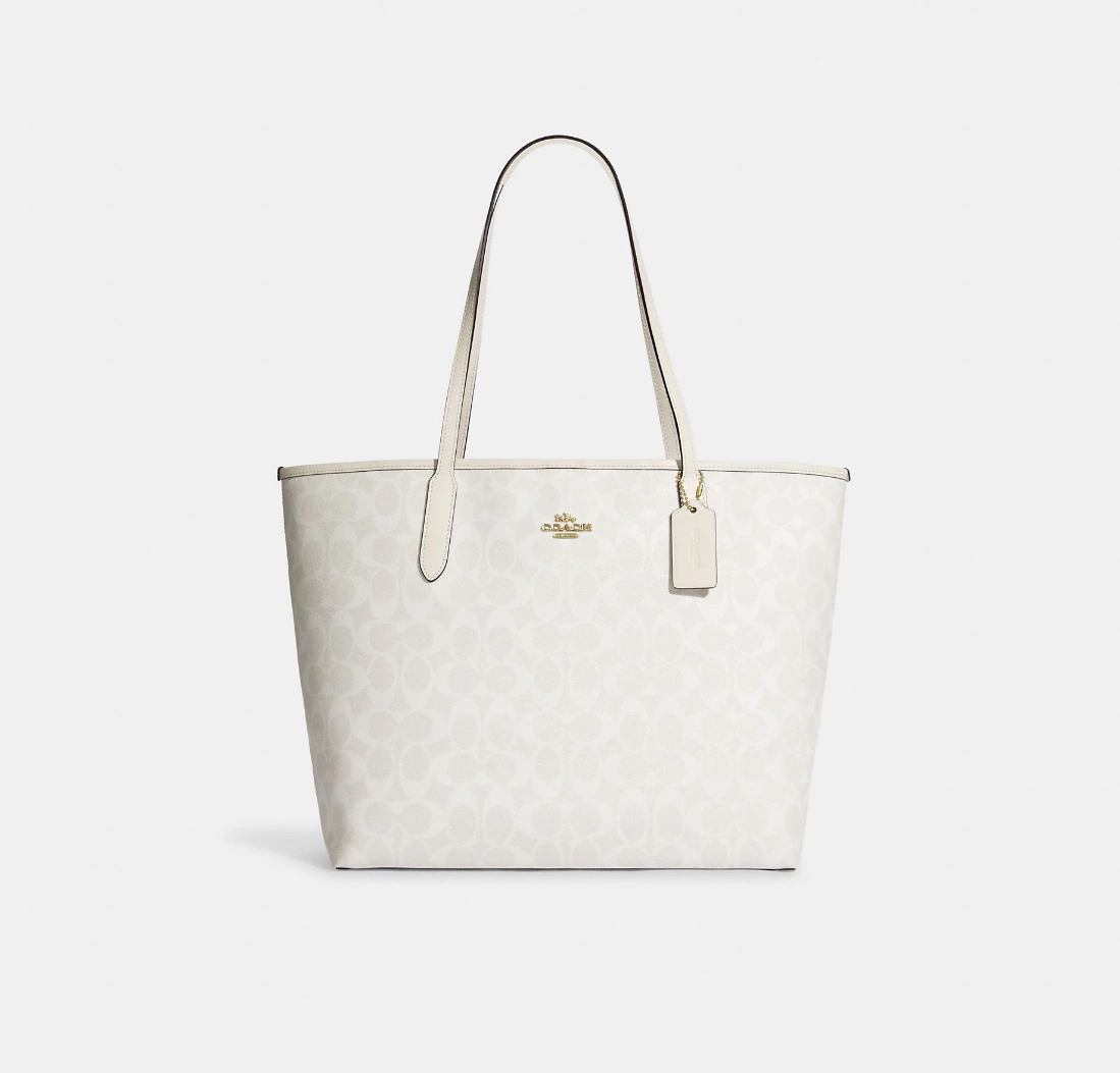 额外8折！Coach 蔻驰 冰川白老花托特包