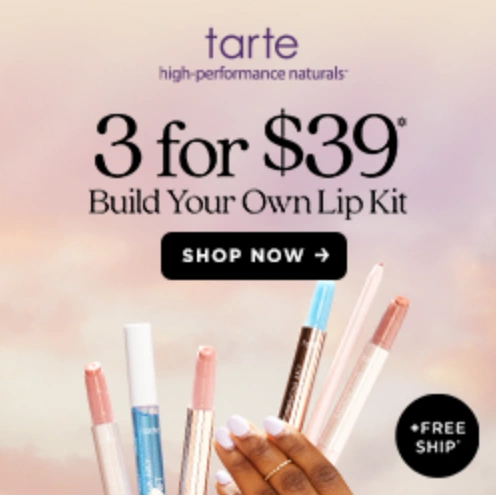 【国际口红日】Tarte：自选唇部彩妆3件