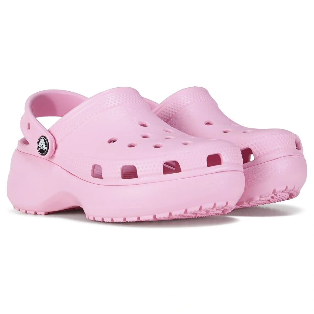 Crocs 卡骆驰女款厚底云朵粉色洞洞鞋