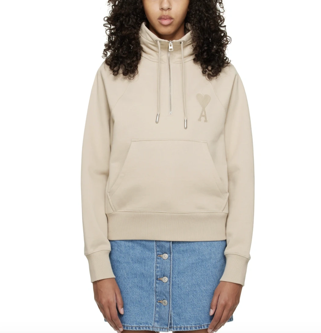 关晓彤同款！AMI 奶茶色半拉链卫衣