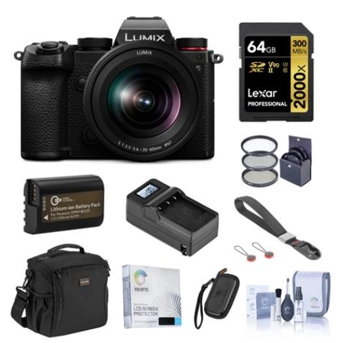 Panasonic  Lumix DC-S5 无反光镜相机 配备 20-60 毫米镜头和 Essential Acc 套件