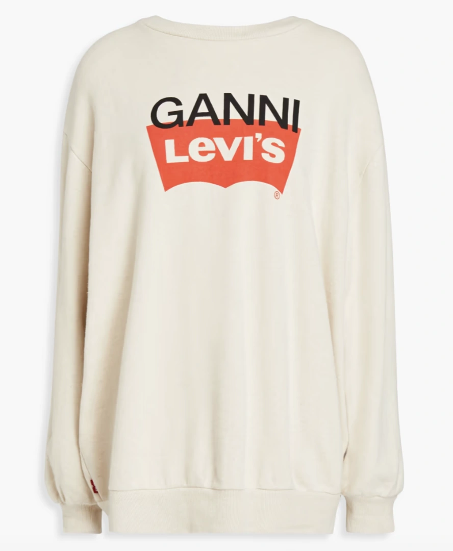 王霏霏、Somi同款！GANNI X LEVI'S 米白色联名款卫衣