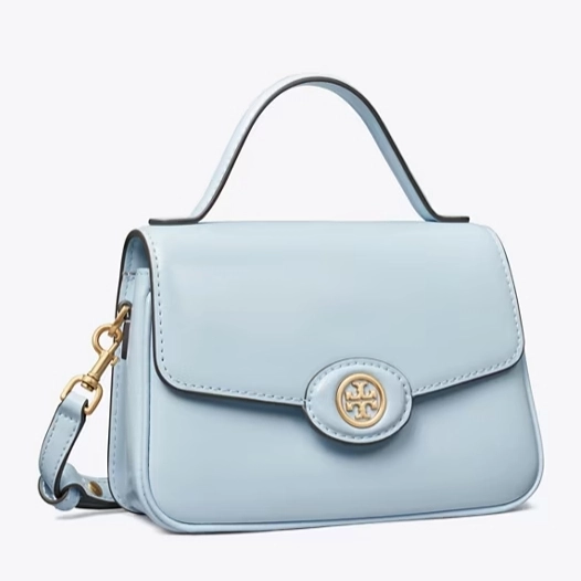 Tory Burch ROBINSON SPAZZOLATO 小号手提款豆腐包 雾霾蓝