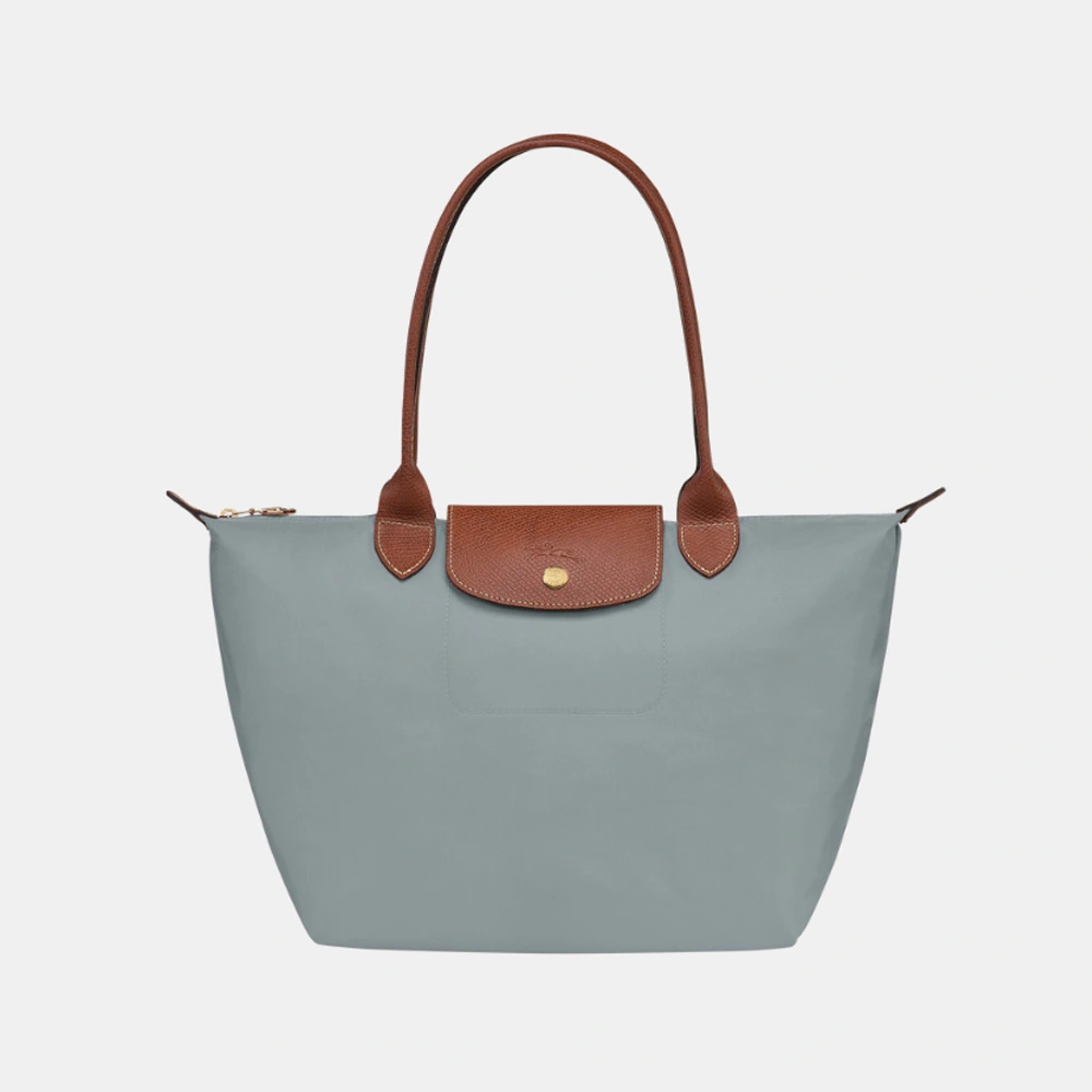 Longchamp Le Pliage 中号长柄饺子包 钢灰色