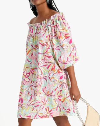 kate spade 花卉露肩连衣裙