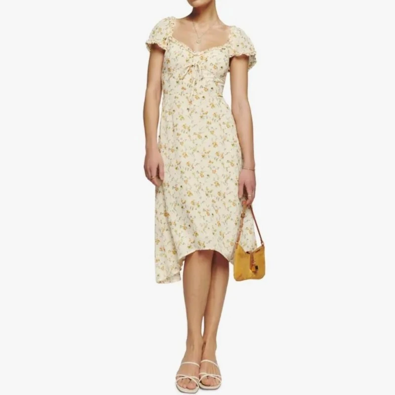 Reformation 鹅黄碎花连衣裙