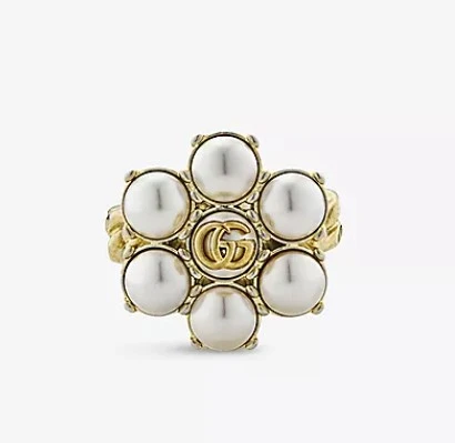 GUCCI 双G珍珠戒指