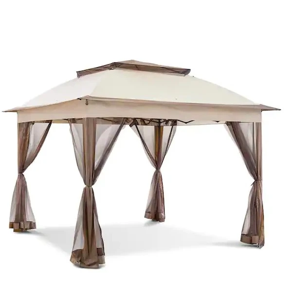 11 ft. x 11 ft. 米色后院凉亭