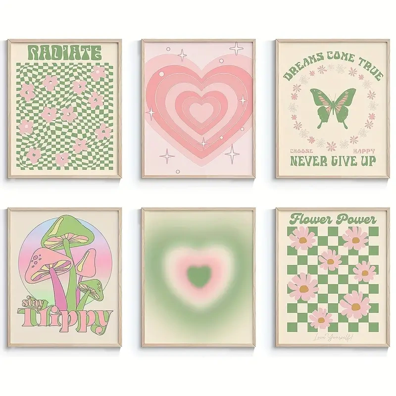 6 件无框励志墙壁艺术 / 20 X 25 厘米