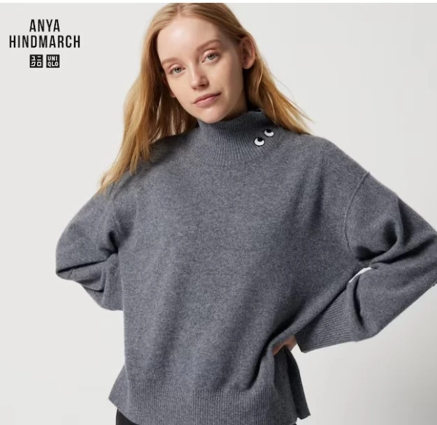 Uniqlo x Anya Hindmarch 黑色长袖高领羊毛衫