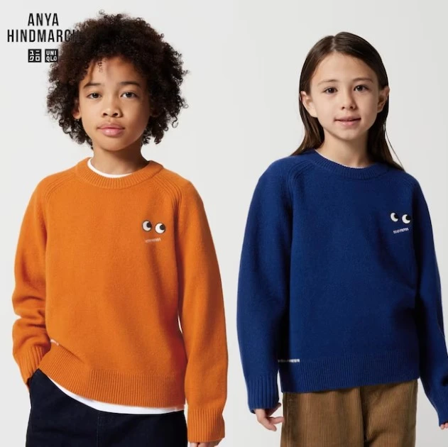 Uniqlo x Anya Hindmarch 羊羔长袖儿童毛衣