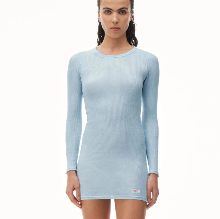 Alexander Wang 天蓝色长袖紧身短裙