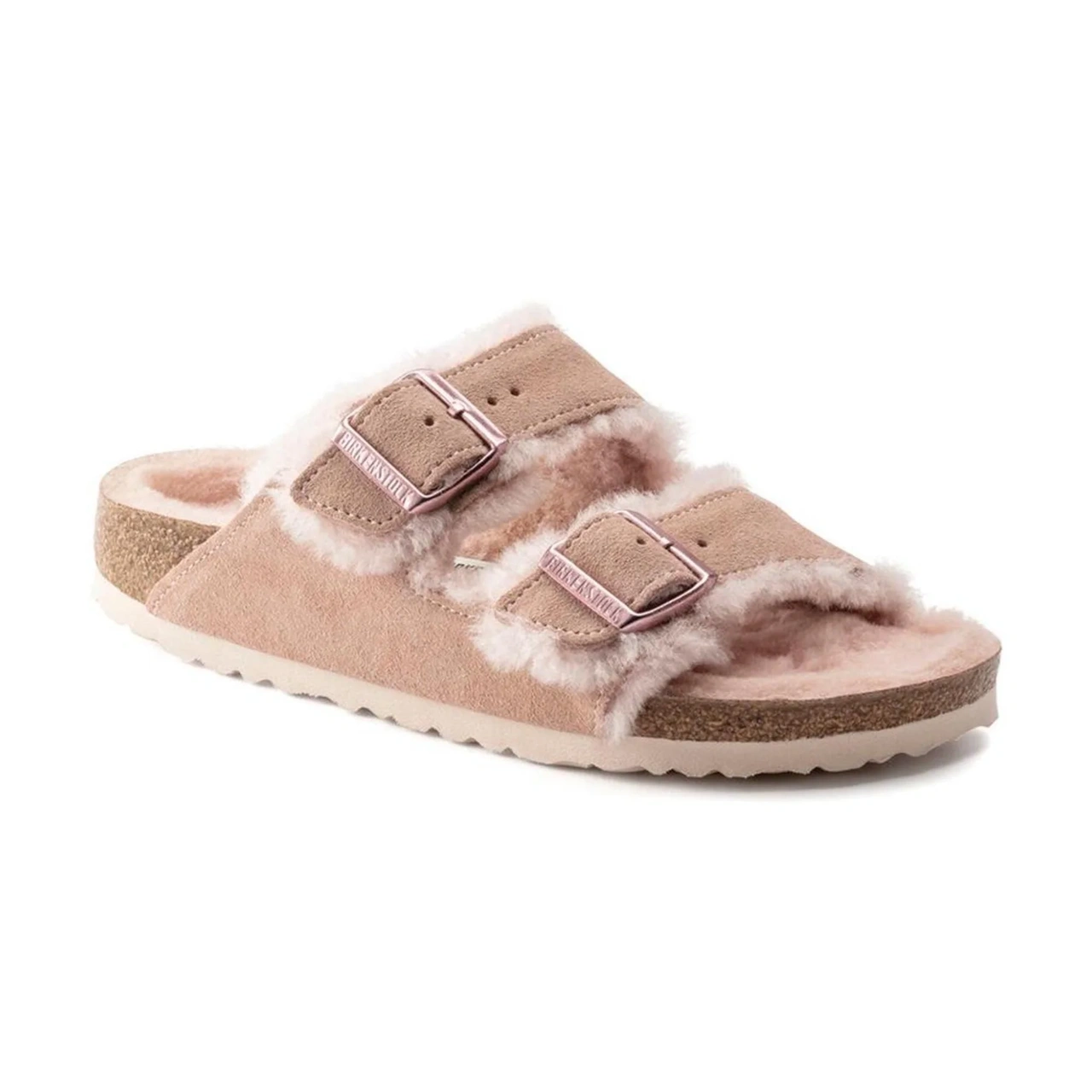 Birkenstock 勃肯浅玫瑰色绒绒拖鞋